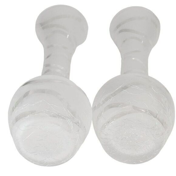 Set‎ of Two Vintage Matte Crackle Glass Vase - Picture 5 of 12